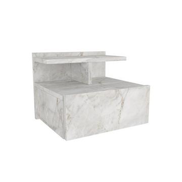 Comodino sospeso 1 cassetto Effetto marmo Bianco - AZELNO
