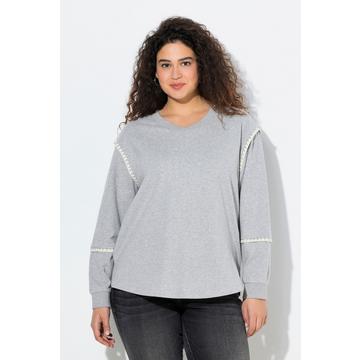 Sweatshirt, Ziernähte, Oversized, V-Ausschnitt, Langarm