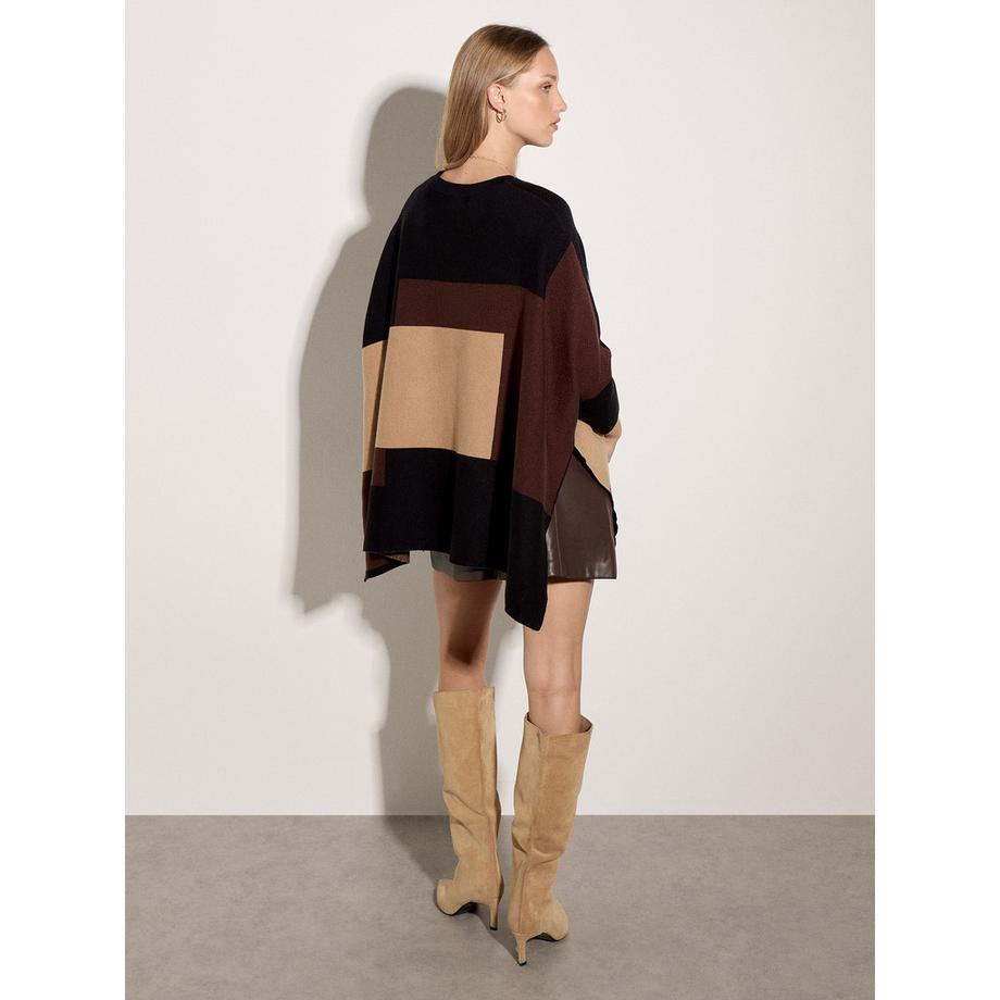 APRICOT Poncho-Pullover mit Farbblöcken  