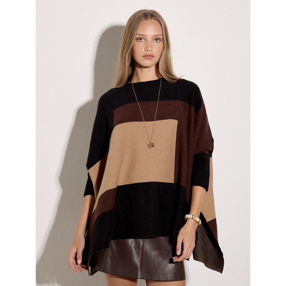 APRICOT Poncho-Pullover mit Farbblöcken  