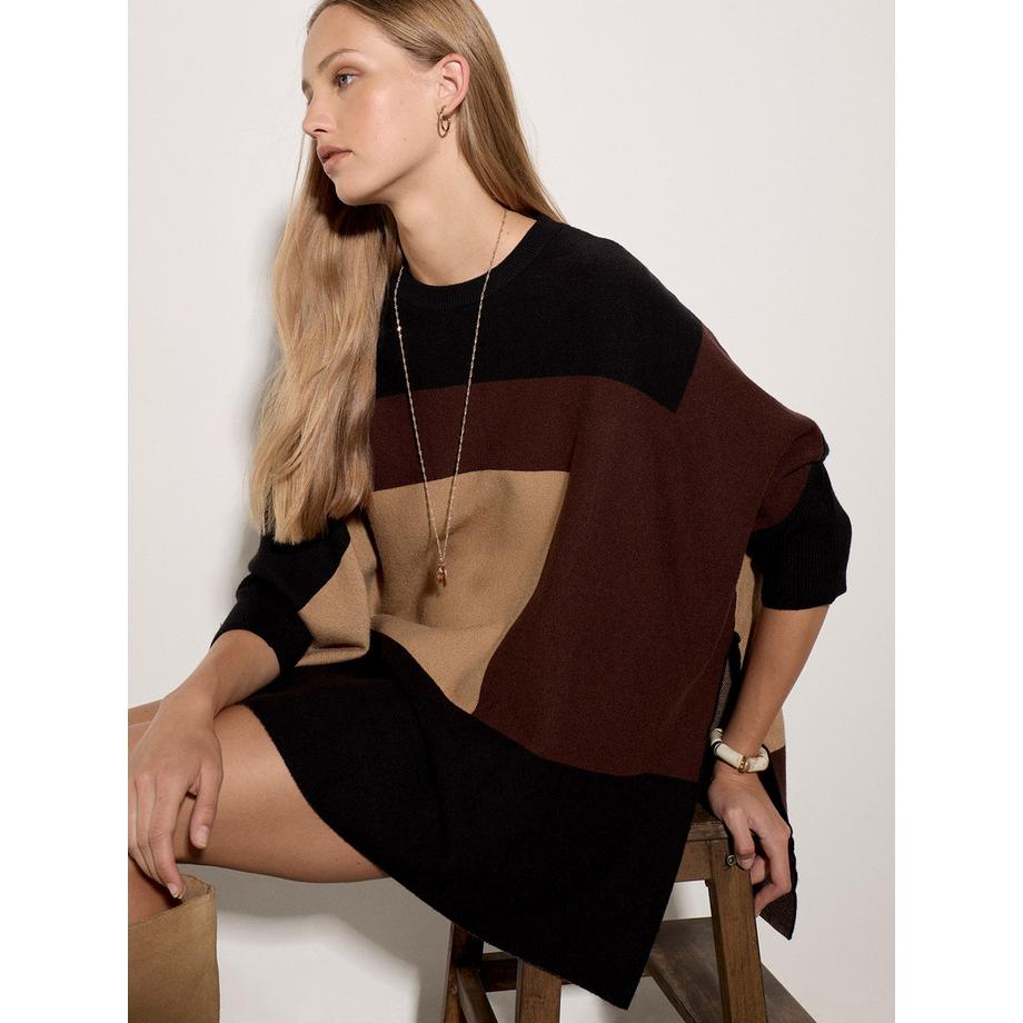APRICOT Poncho-Pullover mit Farbblöcken  