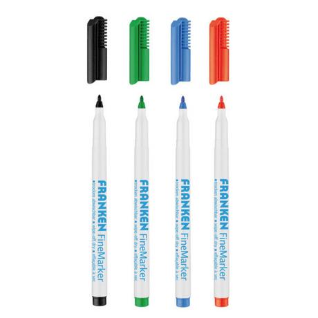 Franken  Franken FineMarker evidenziatore 4 pz Punta sottile Nero, Blu, Verde, Rosso 