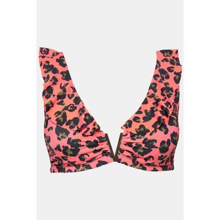 Studio Untold  Top del bikini con coppe morbide, ruche e design leopardato colorato 