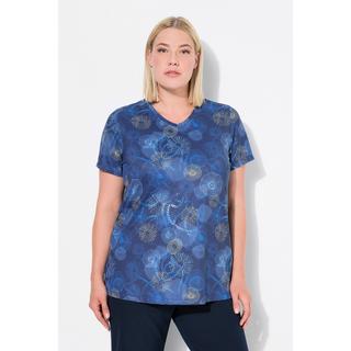 Ulla Popken  T-shirt technique avec motif méduses, col en V et manches courtes, collection Classic 