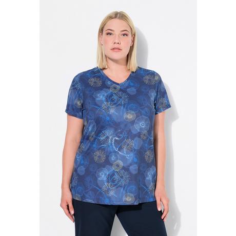 Ulla Popken  T-shirt technique avec motif méduses, col en V et manches courtes, collection Classic 