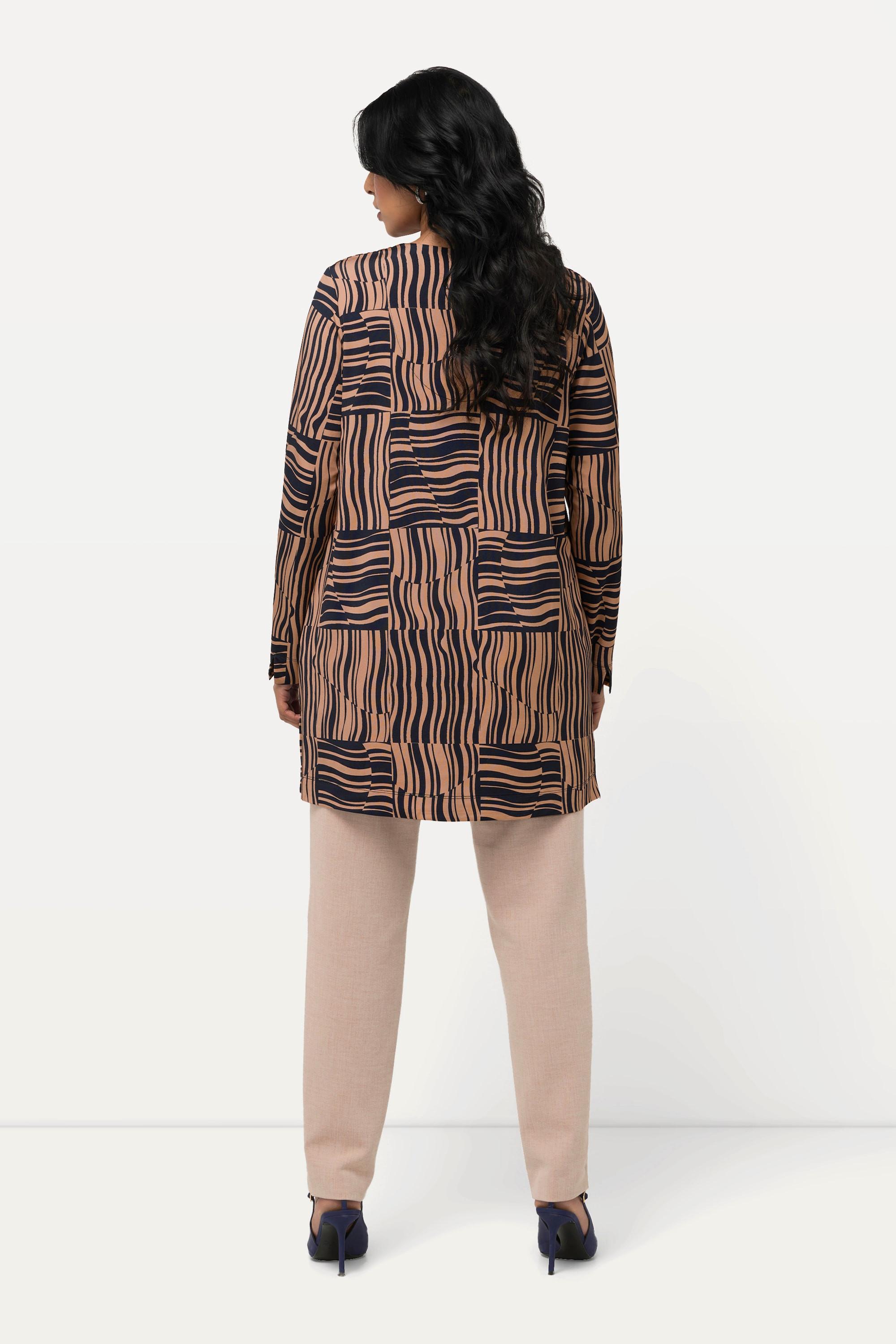 Ulla Popken Maglia Lunga Slinky Linea A Scollo a Tunica Maniche Lunghe  