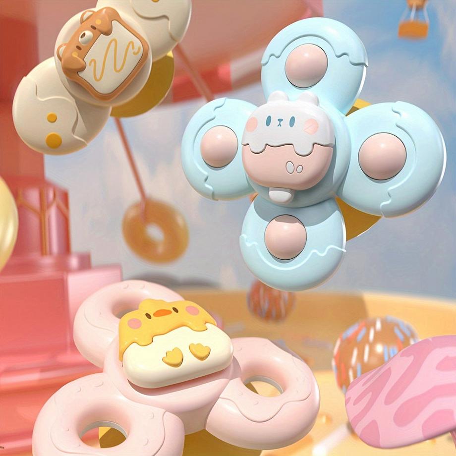 Activity-board  3 Stück Saugnapf drehende Spieluhr Puzzle Spielzeug, Blume drehendes Gyroskop Spaß Bad drehende Spieluhr 