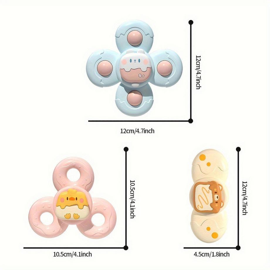 Activity-board  3 Stück Saugnapf drehende Spieluhr Puzzle Spielzeug, Blume drehendes Gyroskop Spaß Bad drehende Spieluhr 