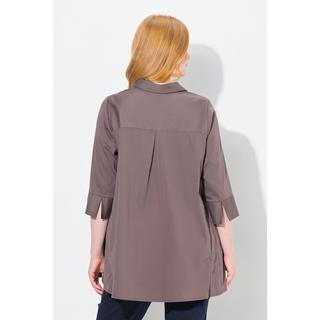 Ulla Popken  Bluse, Godeteinsätze, A-Linie, Hemdkragen, 3/4-Arm 