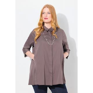 Ulla Popken  Bluse, Godeteinsätze, A-Linie, Hemdkragen, 3/4-Arm 