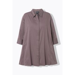 Ulla Popken  Bluse, Godeteinsätze, A-Linie, Hemdkragen, 3/4-Arm 