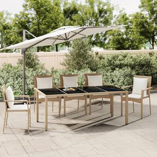 VidaXL Table de jardin avec dessus en verre rotin synthétique  