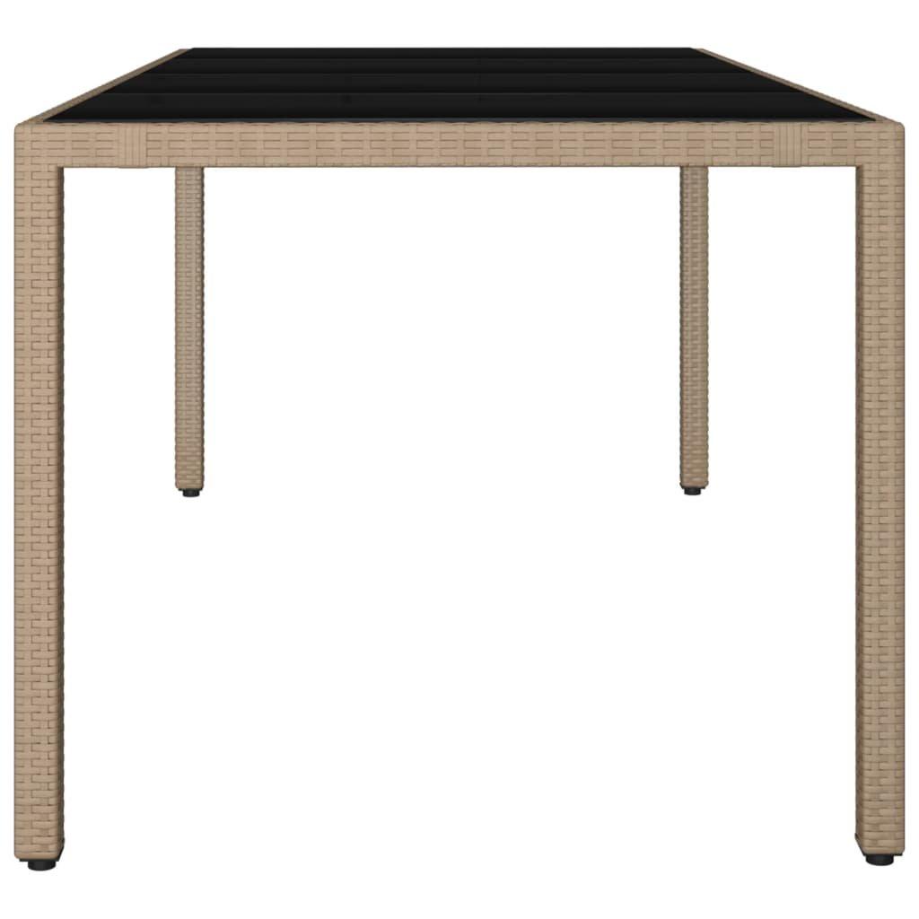 VidaXL Table de jardin avec dessus en verre rotin synthétique  