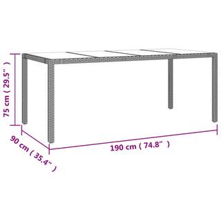 VidaXL Table de jardin avec dessus en verre rotin synthétique  