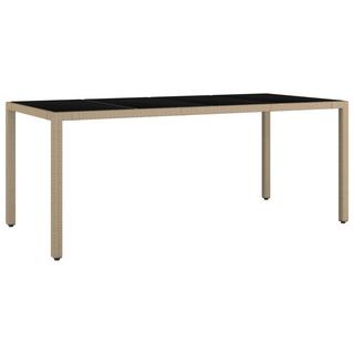 VidaXL Table de jardin avec dessus en verre rotin synthétique  