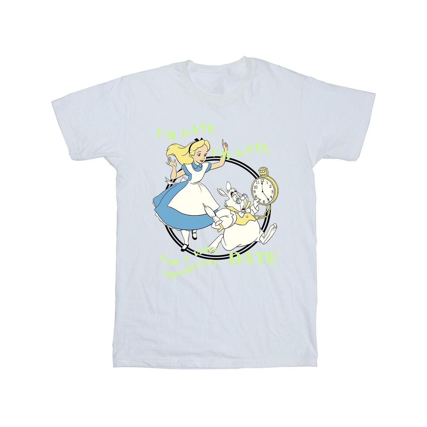 Image of Alice In Wonderland I'm Late Tshirt Jungen Weiss 104