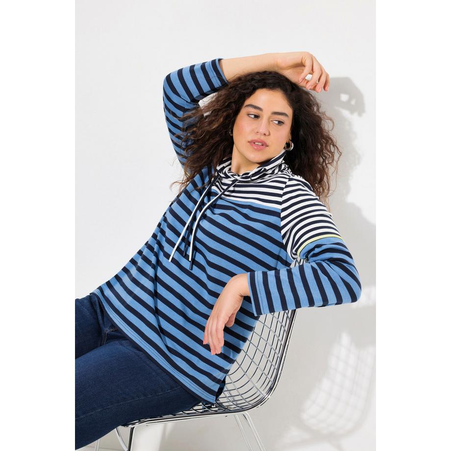 Ulla Popken Maglia Maniche Lunghe Collo Alto a Righe  