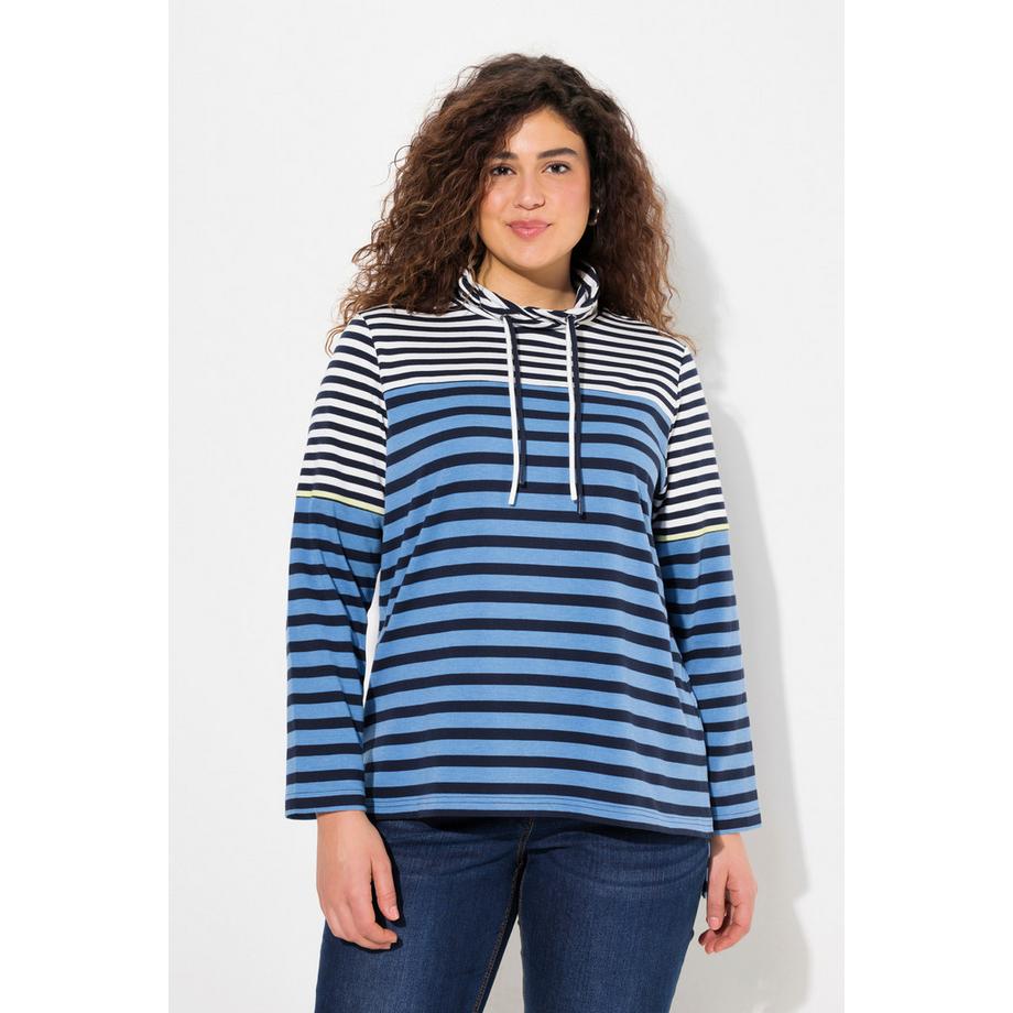 Ulla Popken Maglia Maniche Lunghe Collo Alto a Righe  