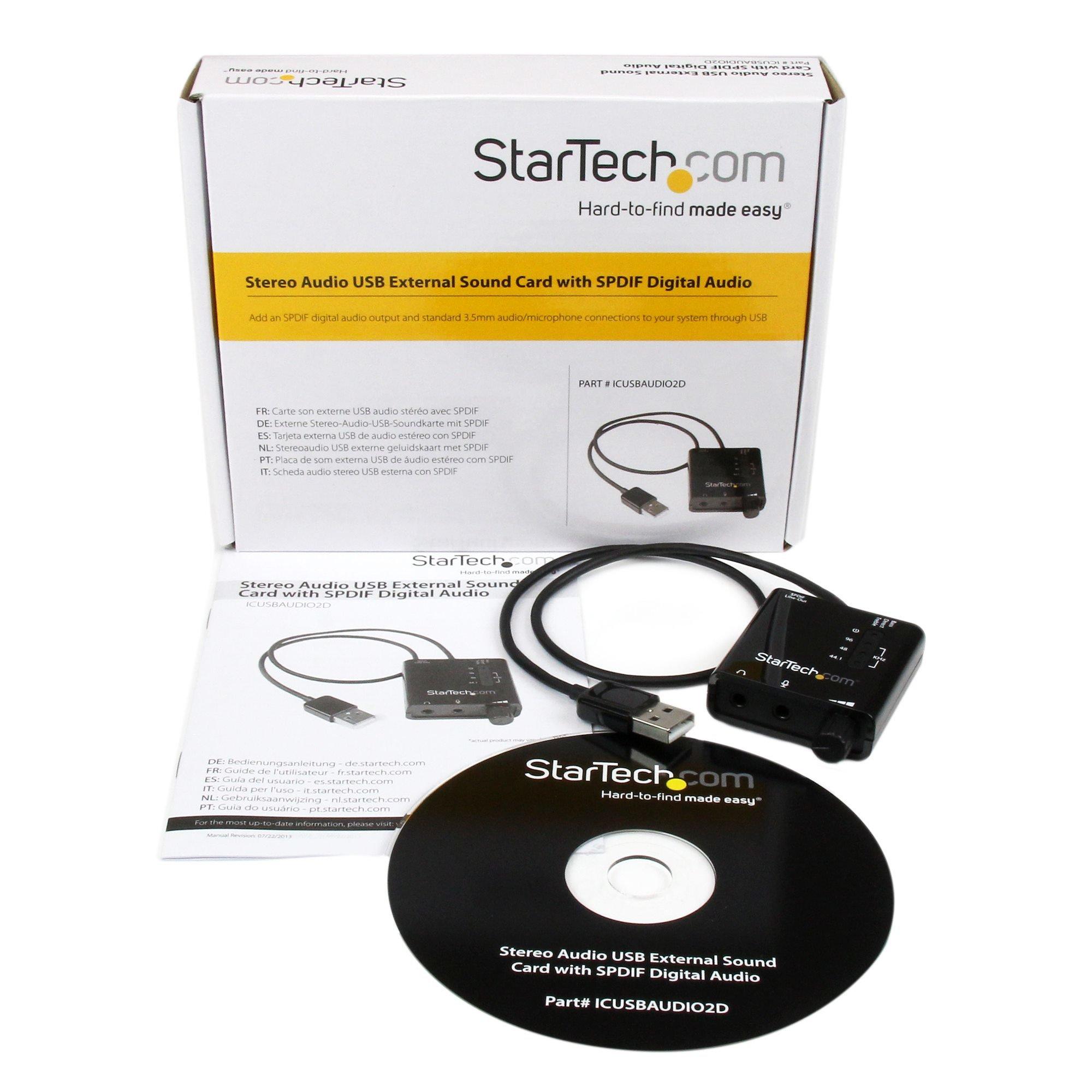 STARTECH.COM  StarTech.com USB Audio Adapter - Externe USB Soundkarte mit SPDIF Digital Audio und Stero Mic - Schwarz 