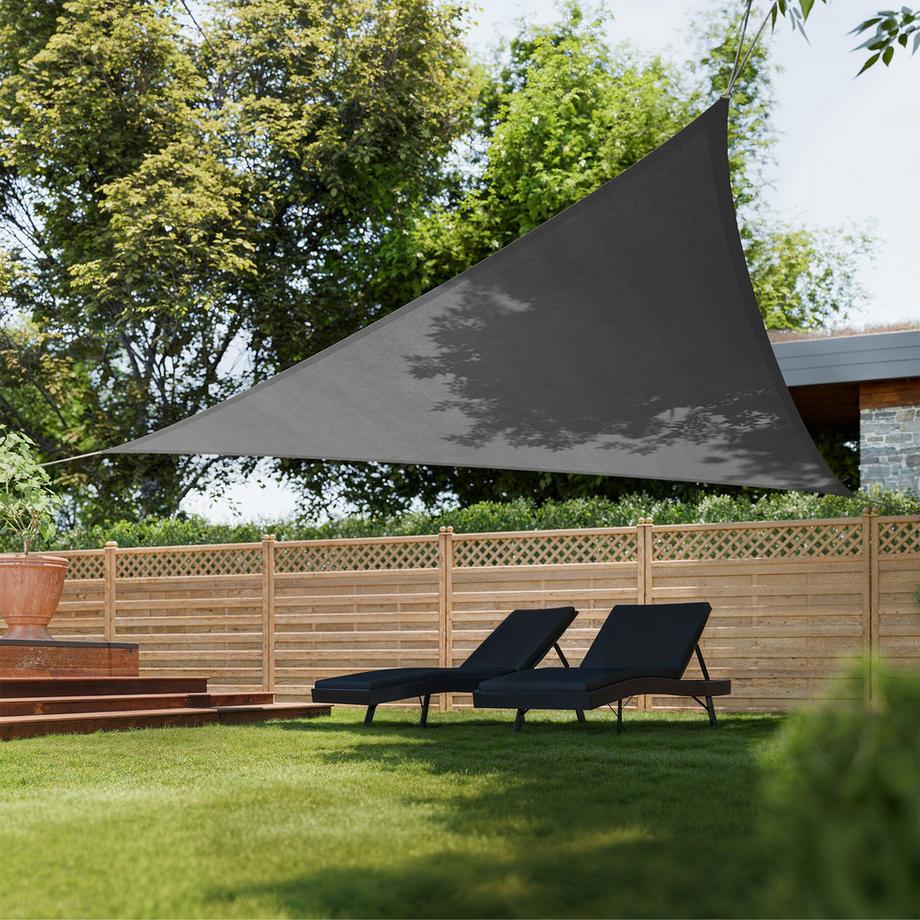 Tectake Sonnensegel  dreieckig mit UV-Schutz 50+ für Balkon, Garten und Terrasse  