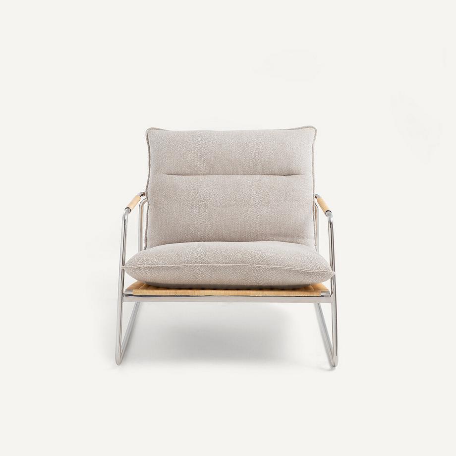 AM.PM Fauteuil en métal acier et rotin tressé  