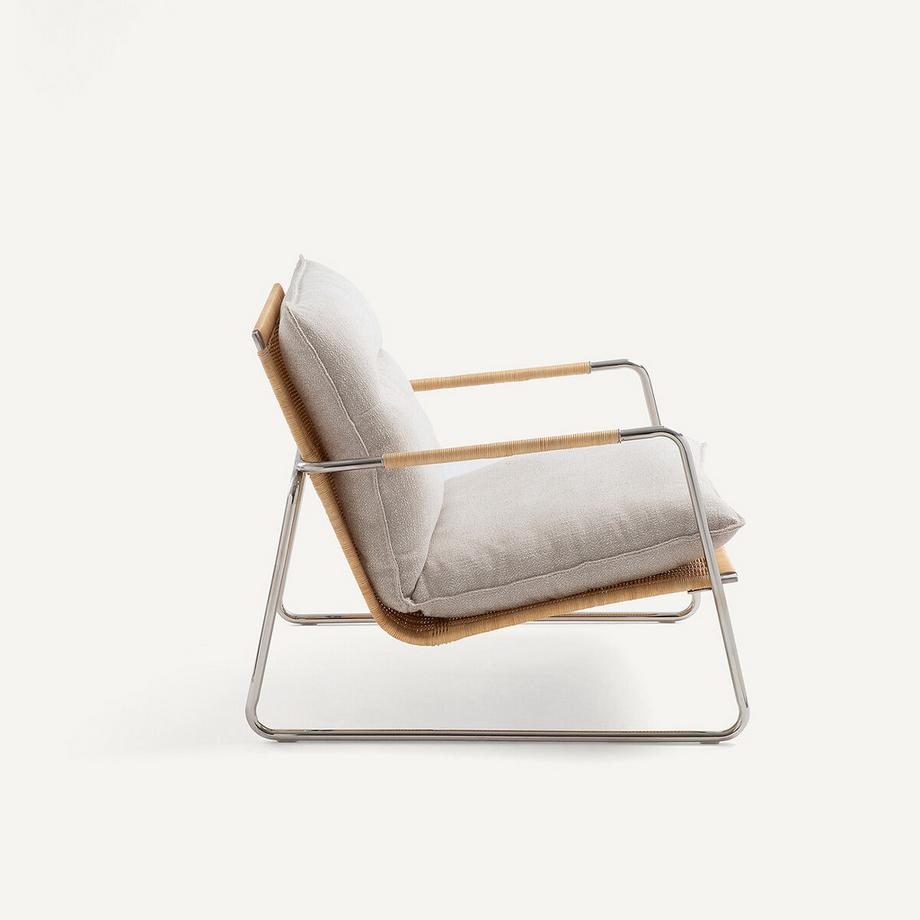 AM.PM Fauteuil en métal acier et rotin tressé  