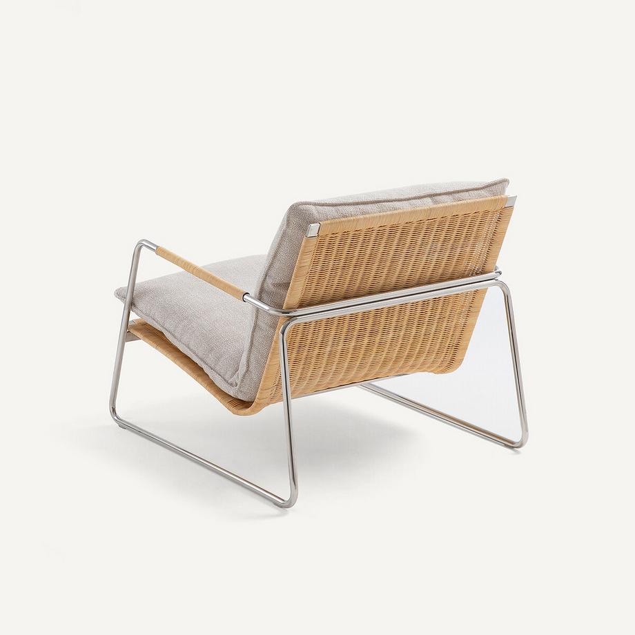 AM.PM Fauteuil en métal acier et rotin tressé  