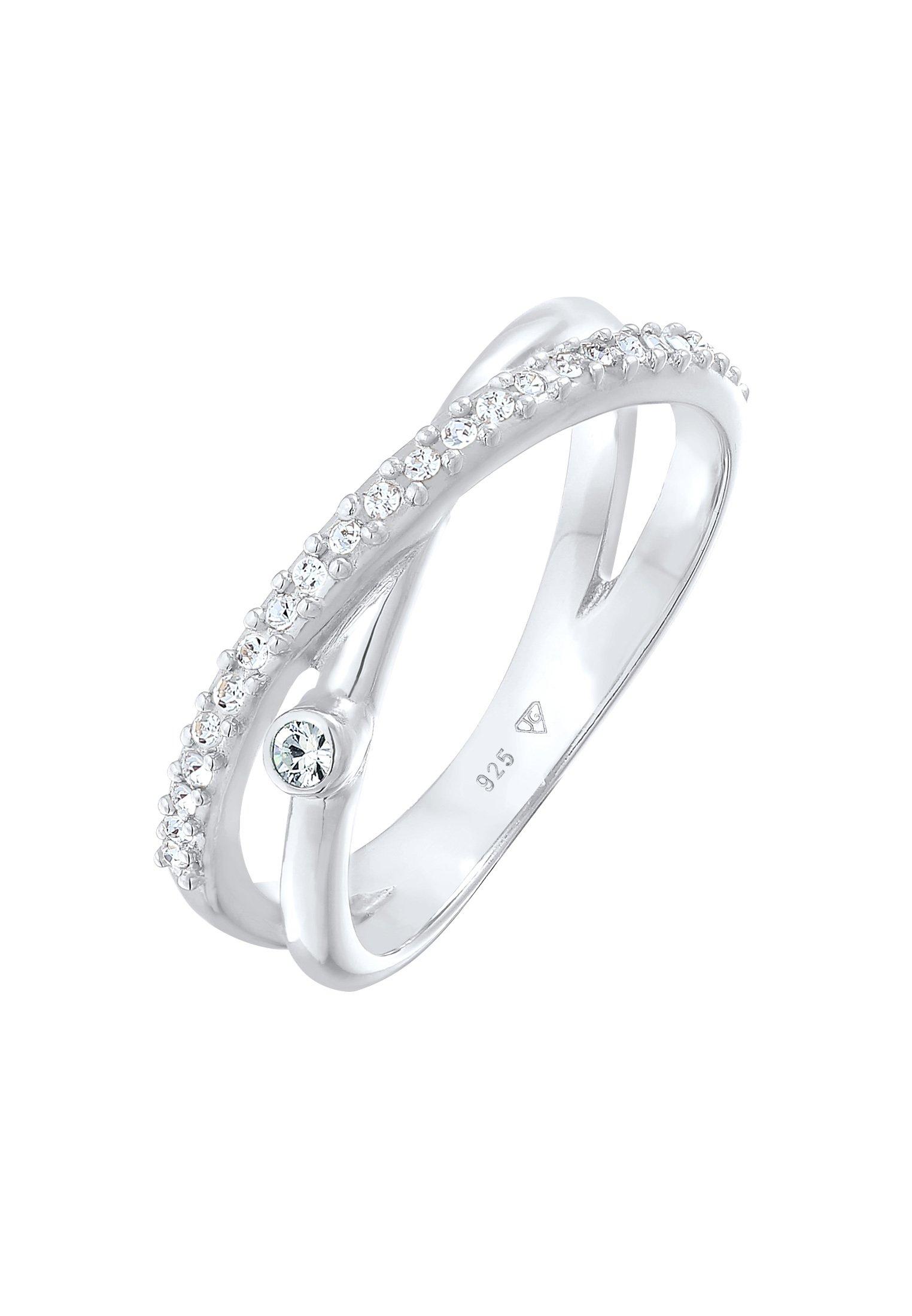 Image of Ring Wickelring X Kristalle Glamour Damen Silber 56mm