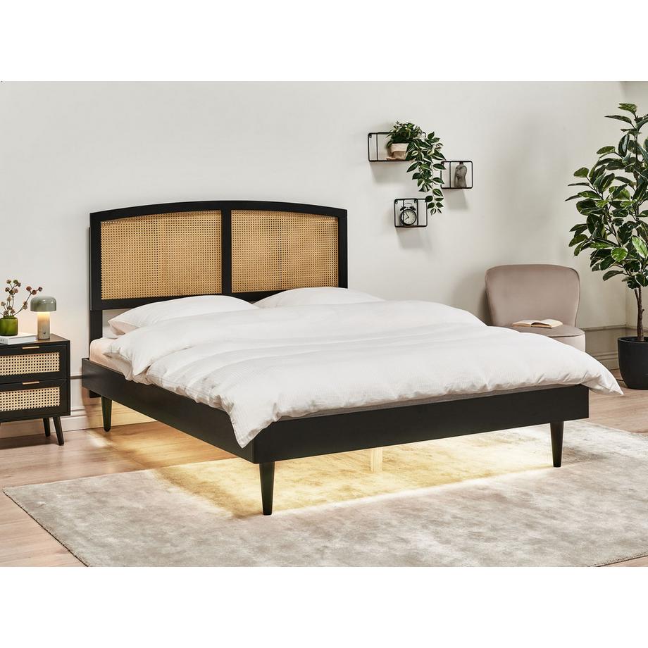 Beliani Letto con LED en Legno di caucciù  VARZY  