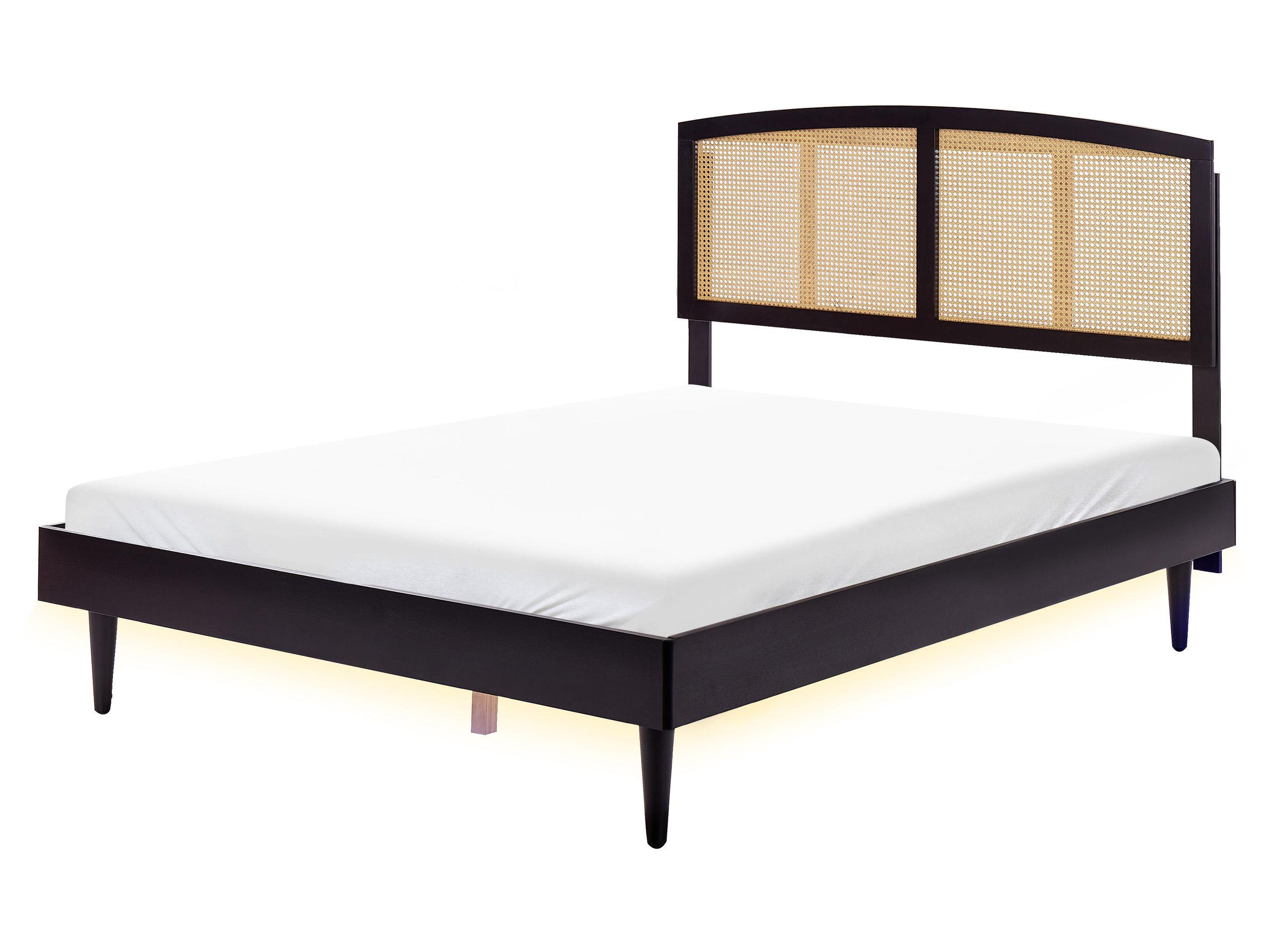 Beliani Letto con LED en Legno di caucciù Rustico VARZY  