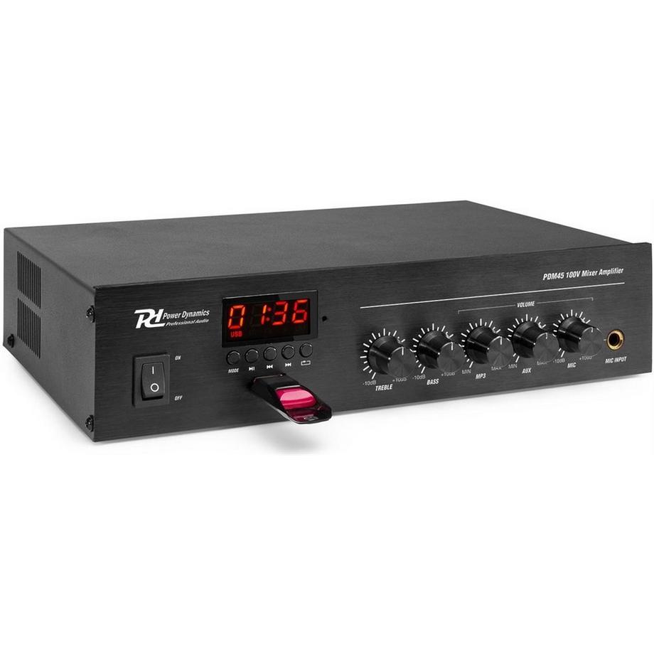 Power Dynamics  PDM45 100V Powemixer USB, MP3, BT, 45W 