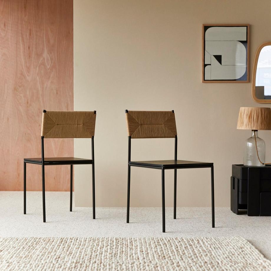 Tikamoon Chaise en métal et fibres naturelles Fidele  