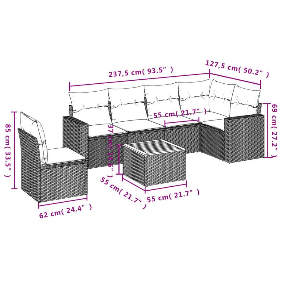 VidaXL Ensemble de canapés de jardin rotin synthétique  