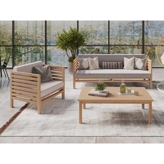 Vente-unique Gartensofa 3-Sitzer - Teakholz - Holzfarben hell & - LINERI von MYLIA  