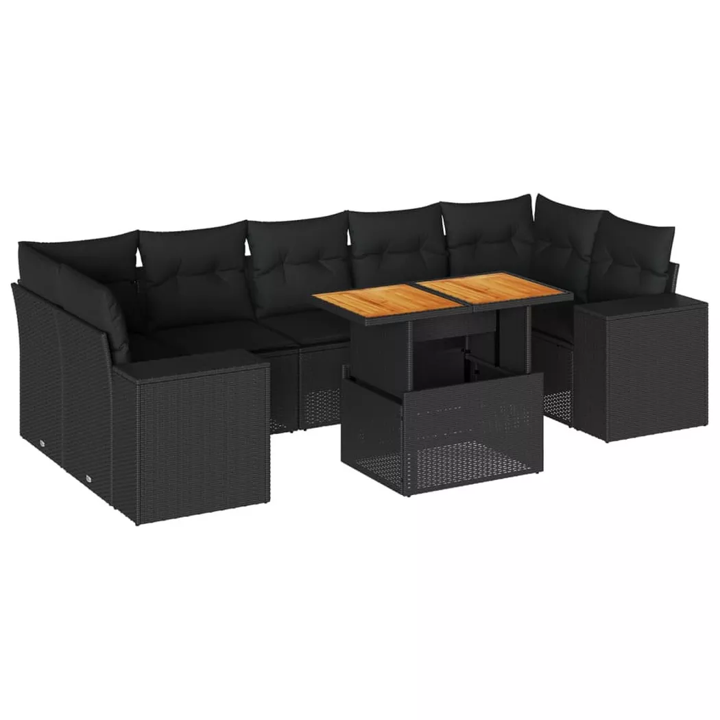 VidaXL - Garten sofagarnitur poly-rattan, One Size, Schwarz