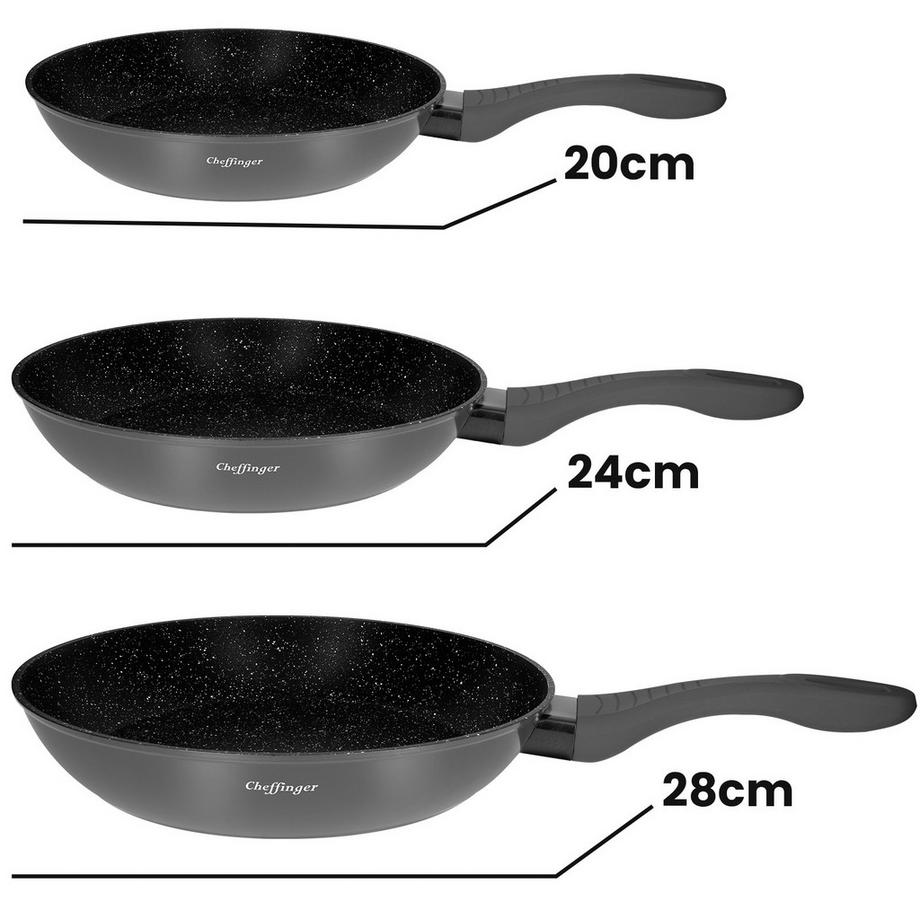 Cheffinger Ensemble de 3 Poêles Revêtu en Marbre  