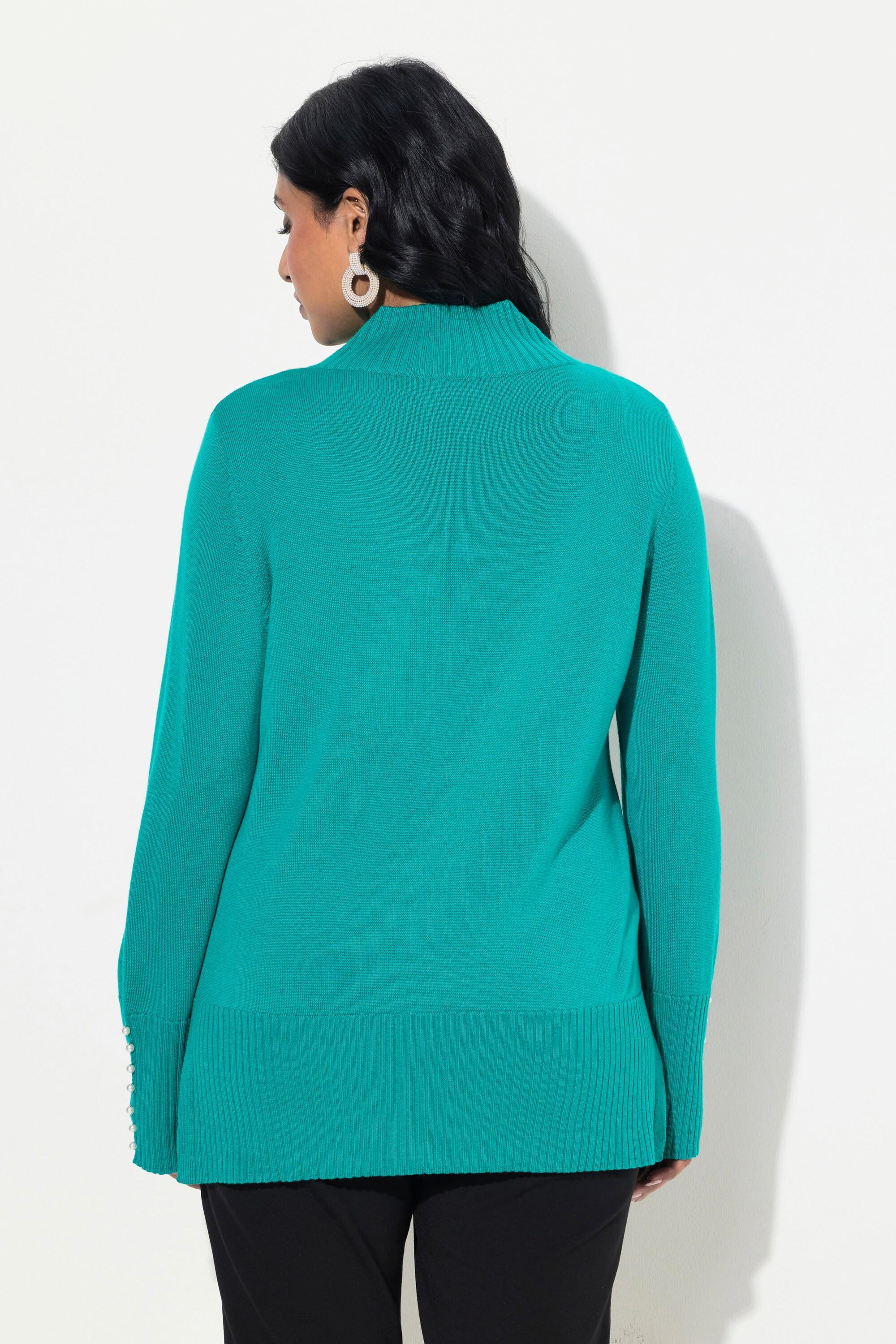 Ulla Popken  Pullover, Woll-Seidenmischung, Stehkragen, Zierperlen 