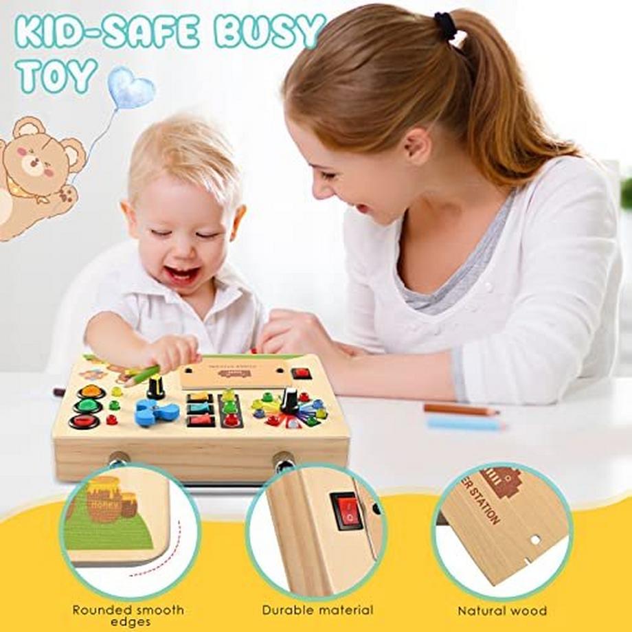 Activity-board  Busy Board, Lichtschalter Spielzeug - Motorische Wand Sensory Activity Board Holz LED Ampel Reise 