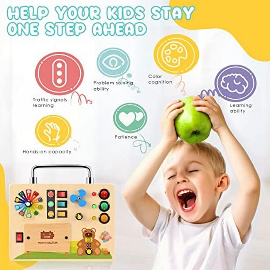 Activity-board  Busy Board, Lichtschalter Spielzeug - Motorische Wand Sensory Activity Board Holz LED Ampel Reise 