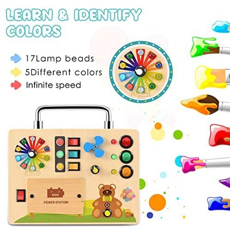 Activity-board  Busy Board, Lichtschalter Spielzeug - Motorische Wand Sensory Activity Board Holz LED Ampel Reise 