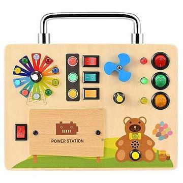 Tableau occupé, jouet avec interrupteur d'éclairage, panneau d'activité sensorielle mural en bois, feu de circulation LED, jeu de voyage