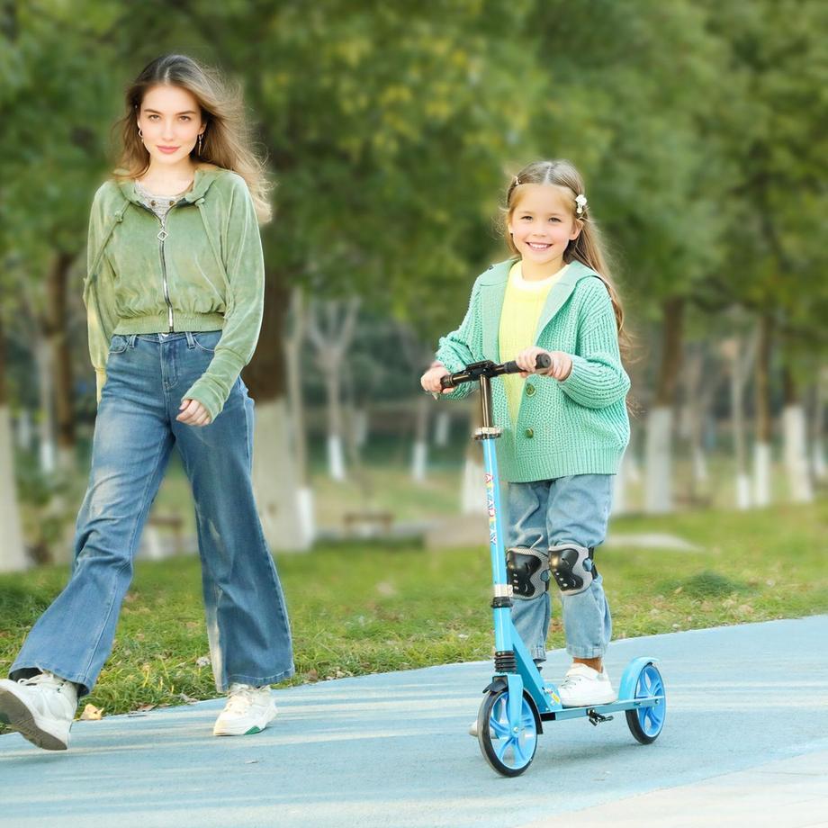 Northio  Roller Kinder Klappbar Kinderroller mit Verstellbare Lenkerhöhe, 2 Großen Rädern, Hinterer Schutzblechbremse, Tretroller Scooter für Kinder ab 6-12 Jahren Blau Aosom 
