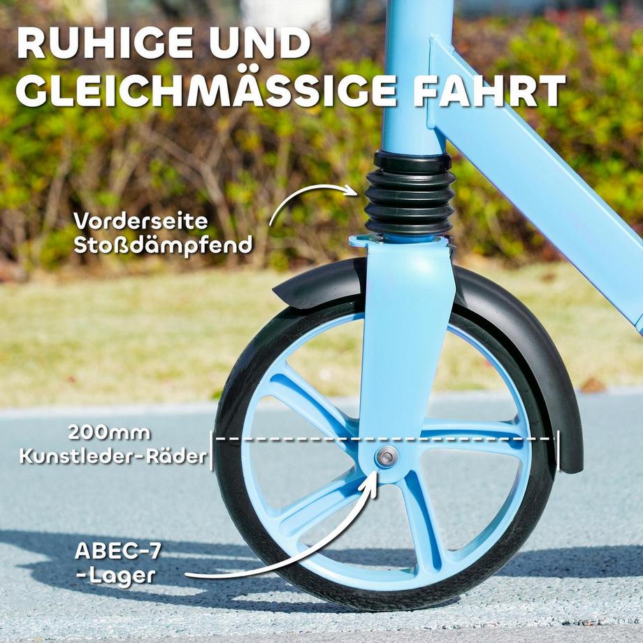 Northio  Roller Kinder Klappbar Kinderroller mit Verstellbare Lenkerhöhe, 2 Großen Rädern, Hinterer Schutzblechbremse, Tretroller Scooter für Kinder ab 6-12 Jahren Blau Aosom 