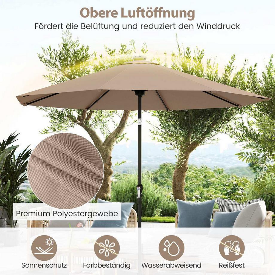 Northix Ombrellone da giardino con luci LED solari  
