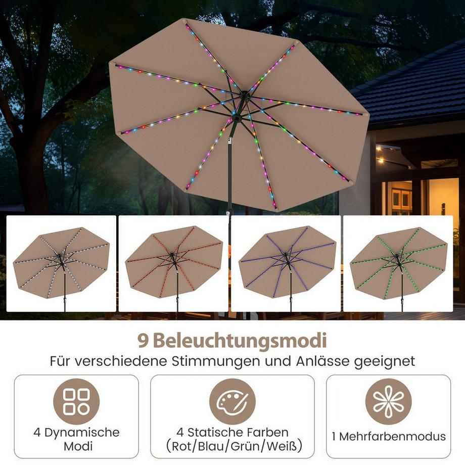 Northix Ombrellone da giardino con luci LED solari  