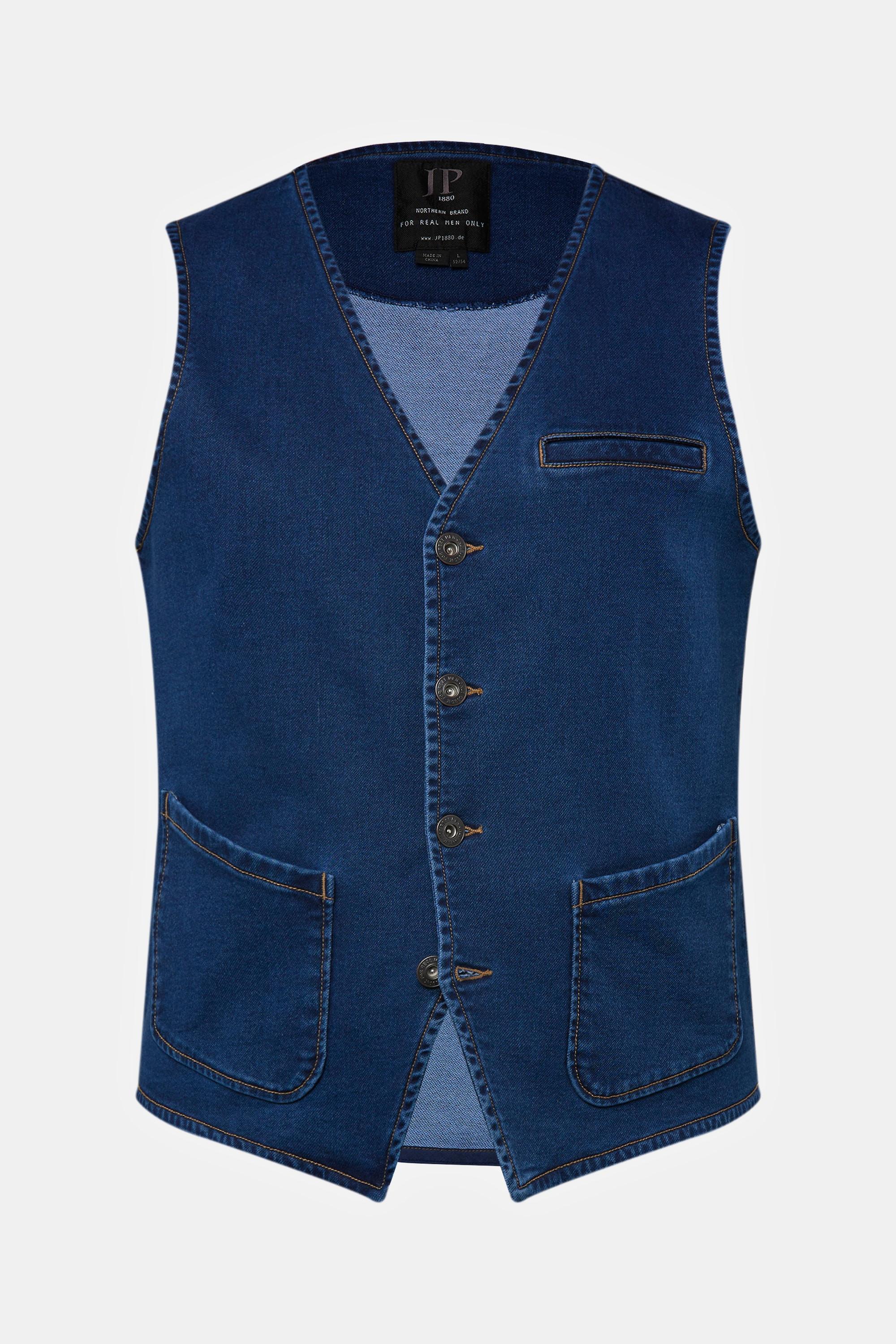 JP1880  Gilet en jean FLEXNAMIC®, avec encolure en V 