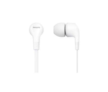 PHILIPS  TAE1105WT Kabelgebundener In-Ear-Kopfhörer mit integrierter Fernbedienung. Weiß. 