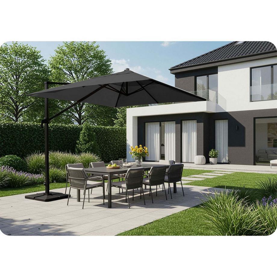 B2X Ombrellone da giardino pieghevole 8 segmenti 420 cm con copertura Plonos PL-883  