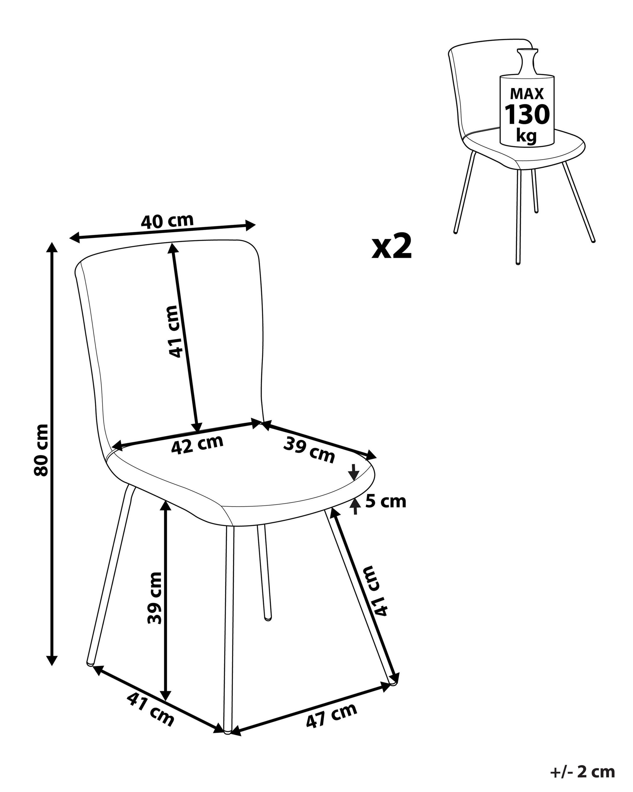 Beliani Lot de 2 chaises de salle à manger en Velours Moderne RUBIO  