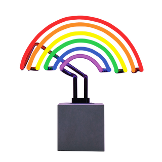 Locomocean Glas Neon Tischlampe mit Betonsockel - Regenbogen  